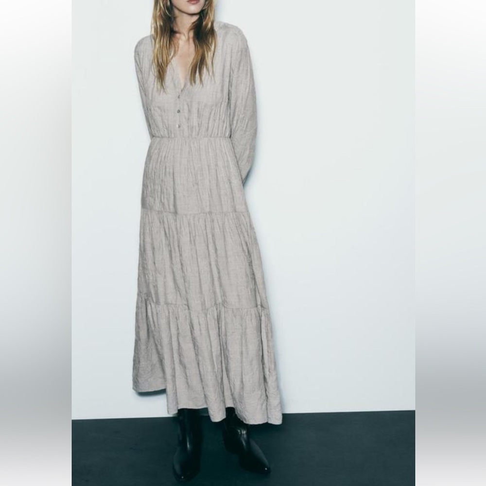 Zara Beige Midi Dress